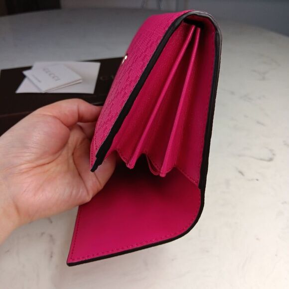 Gucci Pink Diamante Leather Long Bi-Fold Wallet W/Box - Picture 12 of 13